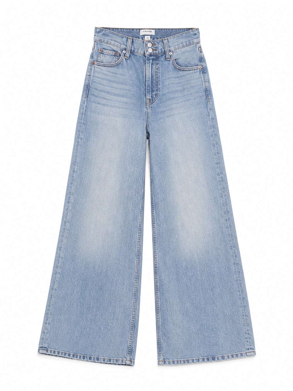 FRAME Le Palazzo Wide Leg Jeans Women’s 25 Light Wash High Rise Double Button